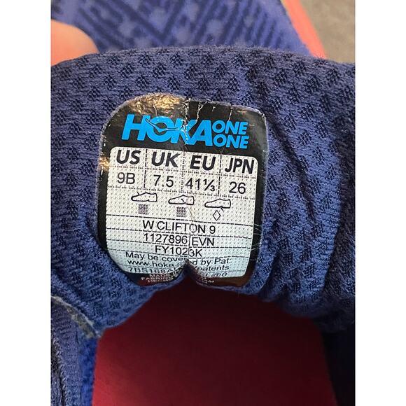 HOKA Clifton 9 Shoes Evening Sky Coral Women’s 9 B Running Walking Comfort - Picture 13 of 13